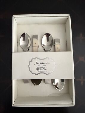 Artisci Accents White Handle Stainless Steel Mini Spoon Set
